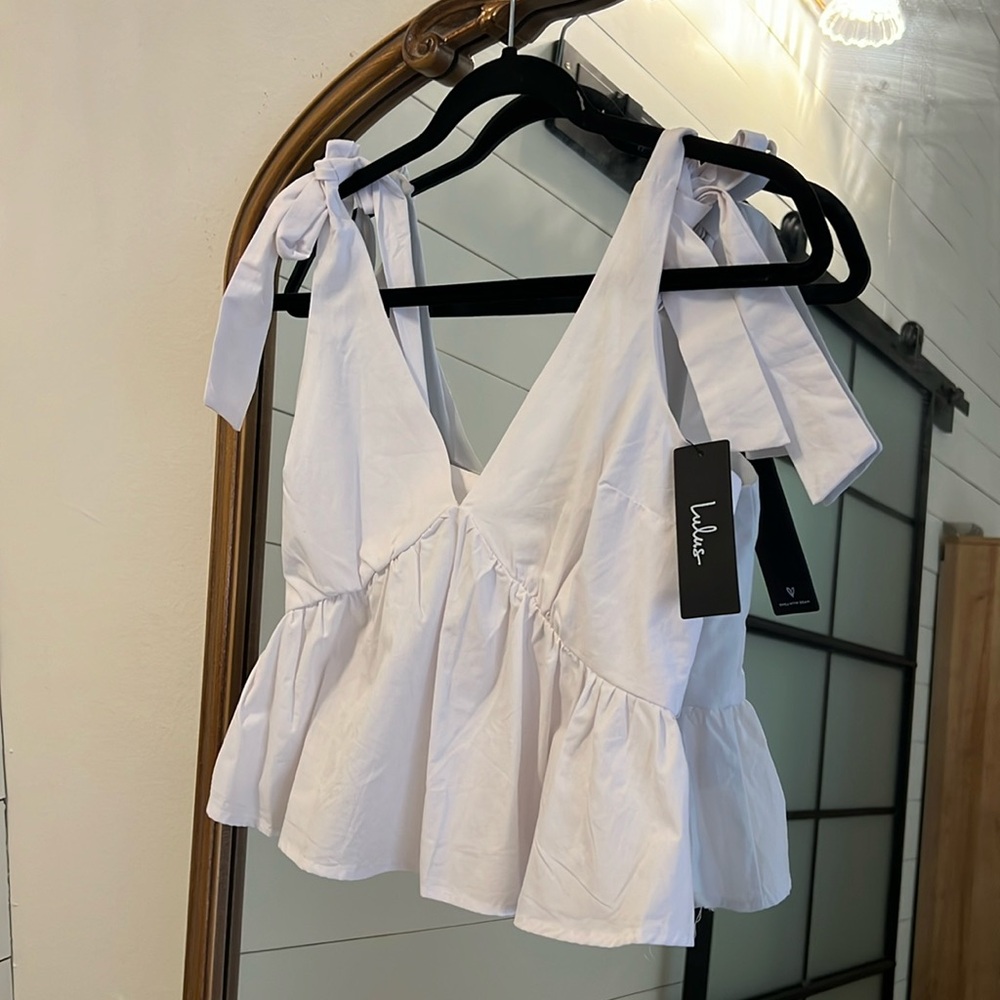 NWT - Lulus | White Babydoll Top with Ties